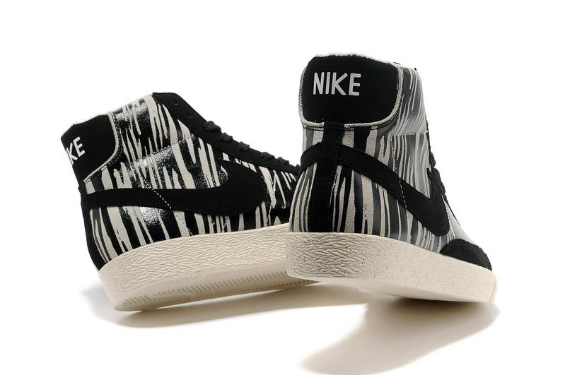Nike Blazer hommes et femmes chaussures Mid Suede Noir Blanc (4)